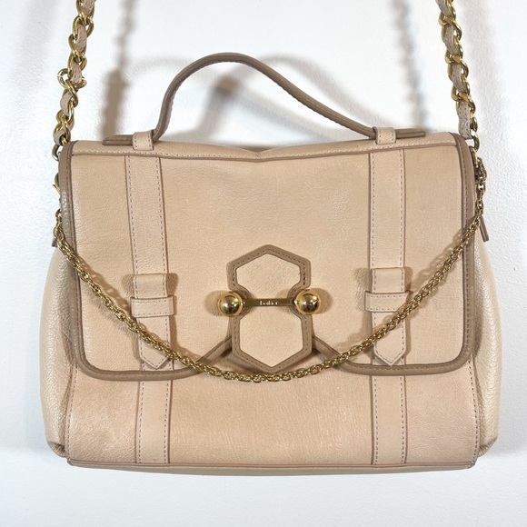 Botkier Genuine Leather Cream Chain Link Cords body Purse - Picture 1 of 10
